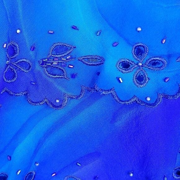 SIMPLY SILK Ruffled, Layered, Beaded Silk‎ Blouse M - Picture 3 of 8